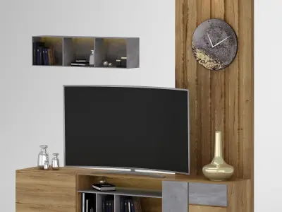 tv wall Low-poly 3D model