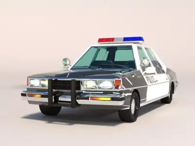 Police car in cartoon style  Low-poly 3D model