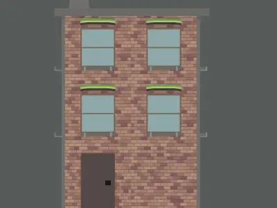 Stylized Brick Building  Game-Ready 3D Model Low-poly 3D model