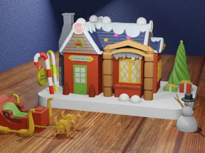Christmas House 3D or Candy Shop For 3D Printing 3D print model