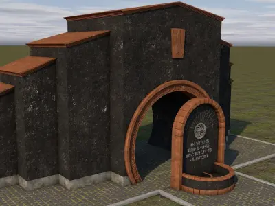 Memorial fountain  Low-poly 3D model