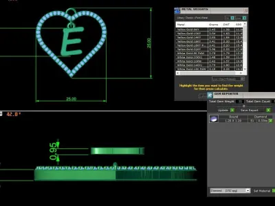 Jewelry Diamond Alphabet Pendant E 3D print model