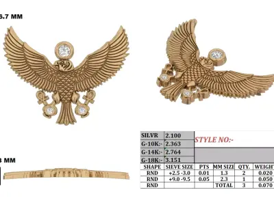 Gold Egale with diamond pendant egale 3D print model