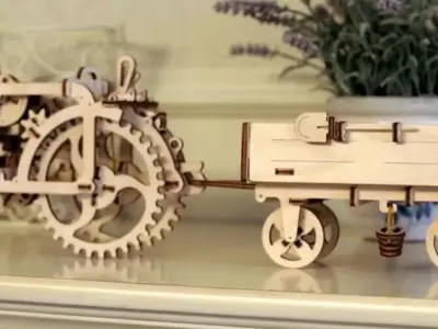 Tractor and Trailer - 3D DIY Wooden Mechanical Puzzle Model 3D model