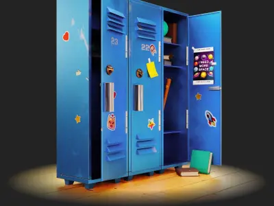 Stylized locker Free low-poly 3D model