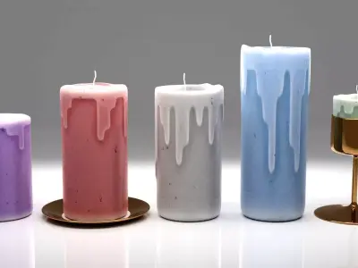 Candle pack Low-poly 3D model purchase