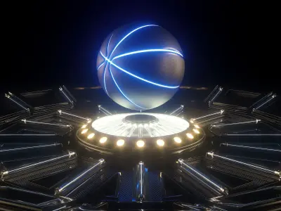 Futuristic Basketball Ball and Stage 3D model