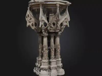 Gothic Pillar of Imagination  A Monument to Fantasy and Faith 3D model