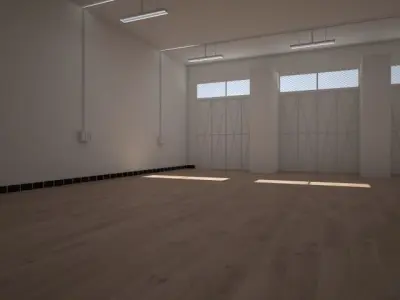 studio render 3 empty room with wooden floor Low-poly 3D model