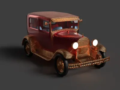chinese golden vintage car Low-poly 3D model
