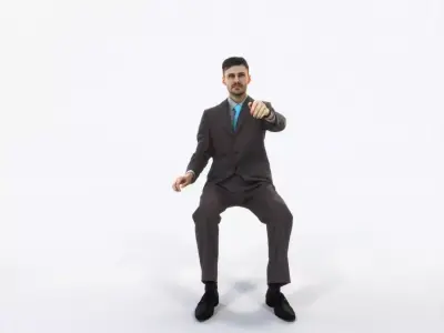 Posture 20D Driver Driving Sitting Elegant Business Man Low-poly 3D model