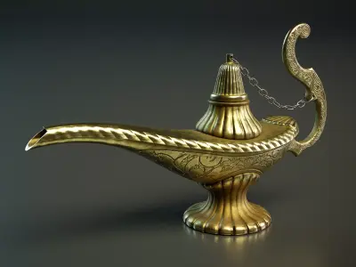 Genie Lamp PBR Low-poly 3D model