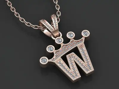 W letter pendant 3D print model