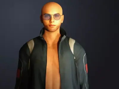 Realistic Male Character Rigged Game Ready Jacket and Glasses 3D model