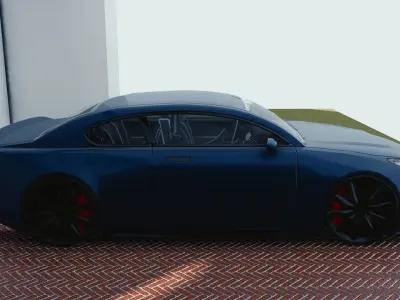 BLENDER EEVEE Brandless Small 2 door sedan Low-poly 3D model