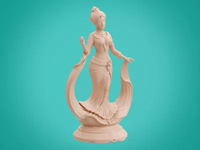 Classic Female Figurine Black Gold Sculpture 3d print ready 3D print model
