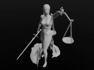 Lady Justice Statue Low-poly 3D model