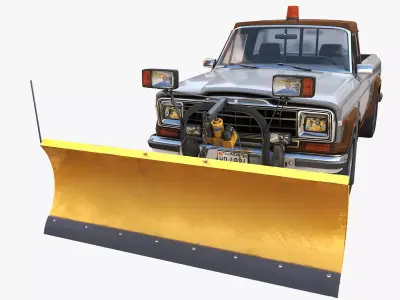 Jeep Gladiator J-10 snow plow pickup Low-poly 3D model