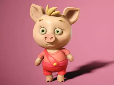 Cute pig Low-poly 3D model