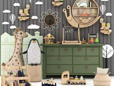 toys and furniture set Low-poly 3D model