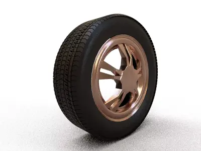 Car Rim and Tire Low-poly 3D model