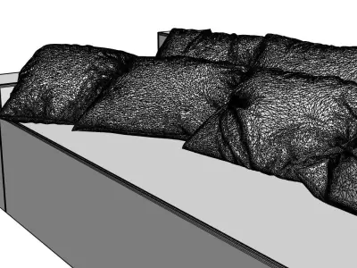 Grey cushions for a sofa 3D model