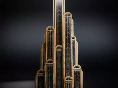 ART DECO SKYSCRAPER BUILDING 06 Low-poly 3D model