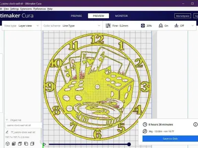 casino wall clock 3D print model