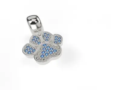 Charm Dog Paw with Gems 3D print model