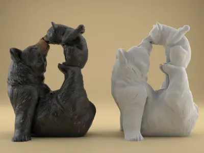 Bear Mom with Baby STL  Cute Mothers Day Decoration 3D print model