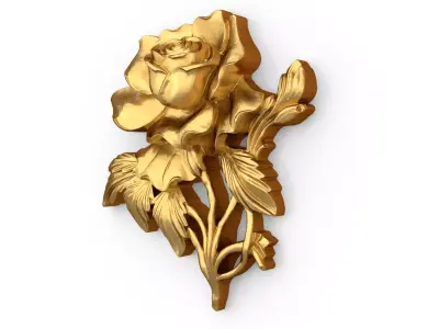 Golden Rose CNC Relief decor ornament carved 01 3D model