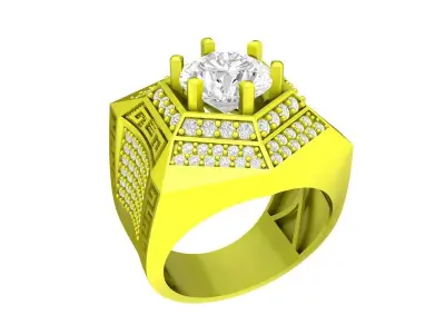 7084 Luxury Korean Style Diamond Men Ring  3D print model