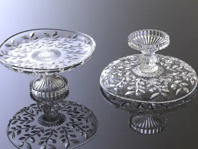 Decorative glass cake plate 3D print model