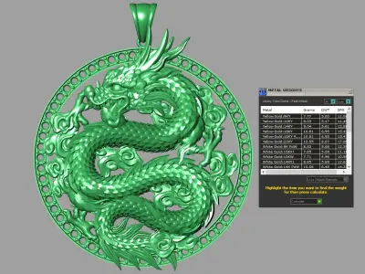 Chinese dragon pendant 3D 3D print model