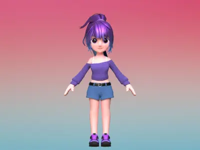 Poppy Cartoon Character Low-poly 3D model