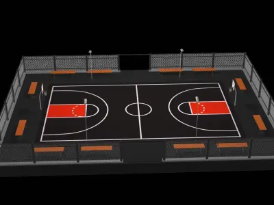 Basketball court A2 Low-poly 3D model