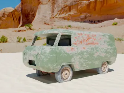 Low Poly Rusty Vehicle Pack - 9 Game Ready Cars and Trucks Low-poly 3D model