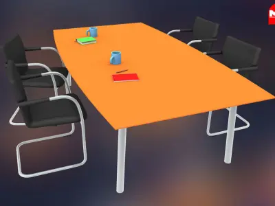 Office Furniture Interior Decoration Set 3D model