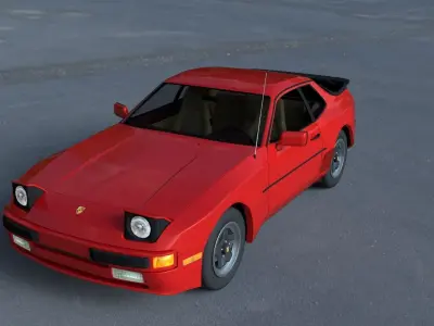 Early Porsche 944 with interior HDRI 3D model