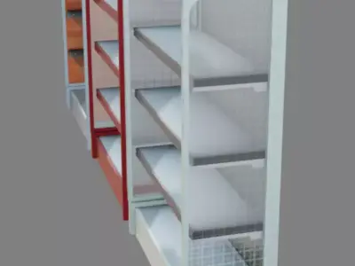 Supermarket Shelves Low-poly 3D model