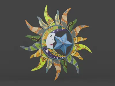 Sun Moon Wall Decoration 3D model purchase