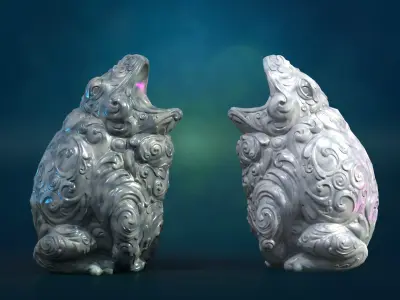 Marble Toad Frog PBR Low-poly 3D model