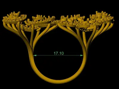 Exquisite Diamond HEART ring 3D print model