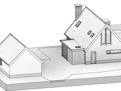 high quality two story house Low-poly 3D model