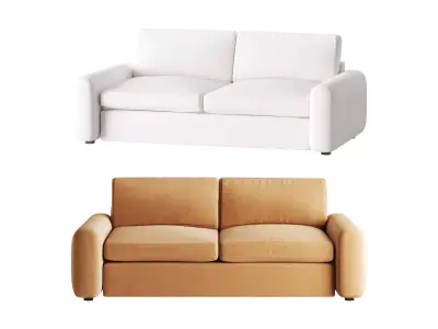 WHITE PERFORMANCE FABRIC APARTMENT SOFA 3D model