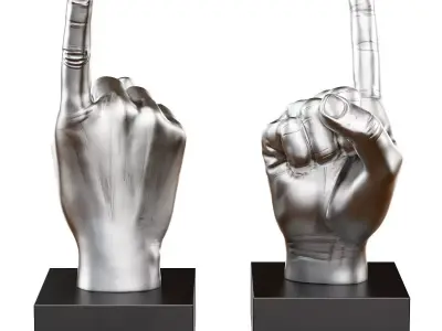Figurine hand gesture with raised index finger up 3D model
