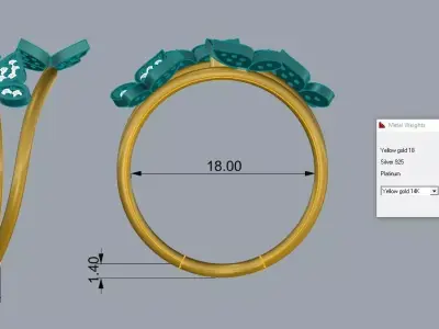 Elegant Jewelry Set Ring Earring Diamond Gold 3D print model