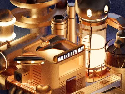 chocolate  factory Valentine Low-poly 3D model