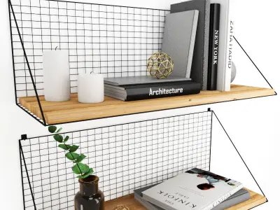 Bookshelves with decor 3D model