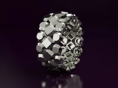 rhombus and sphere Ring  Free 3D print model